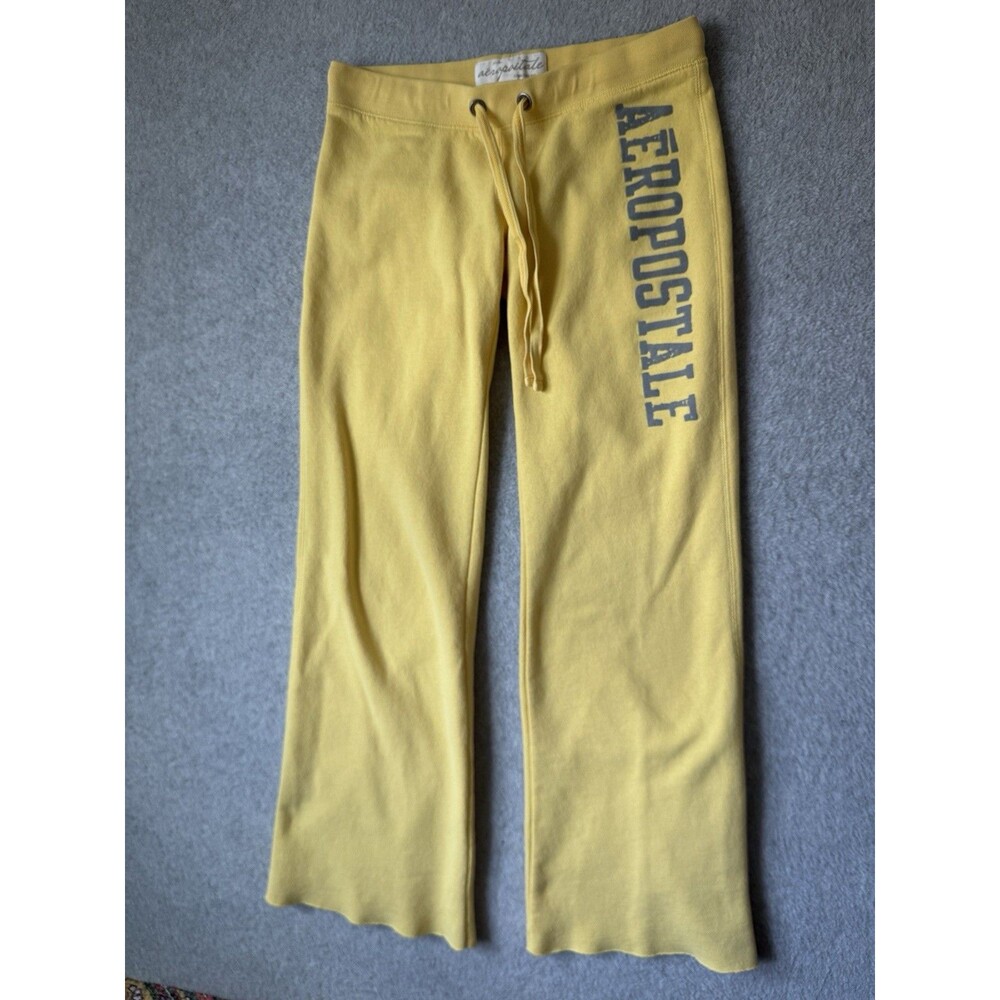 Aeropostale Yellow Low Rise Flare Sweatpants Xs Drawstring Lounge Joggers Y2K